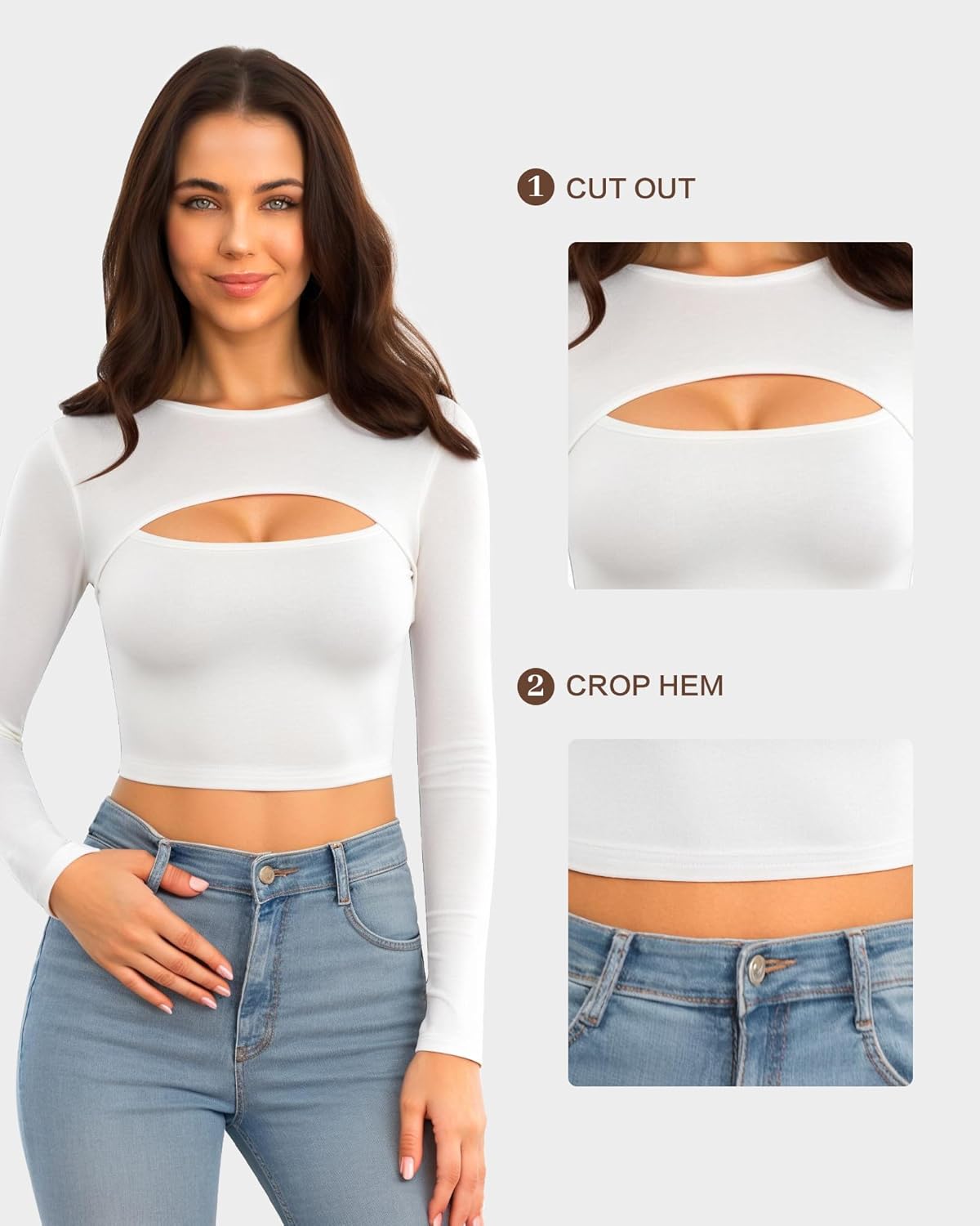 CLOZOZ Cut Out Tops for Women Sexy Crewneck Crop Top Slim Fitted T-Shirts Going Out Tops - Image 4