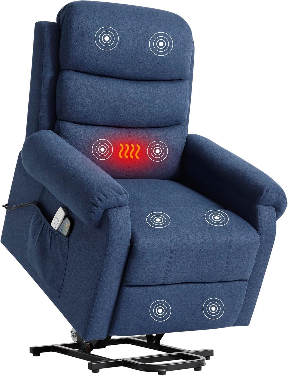 Living Room Recliner Chair with Infinite Position and Side Pocket for Elderly Power Lift Recliner Chair Recliners with Heat and Massage USB Charge Port