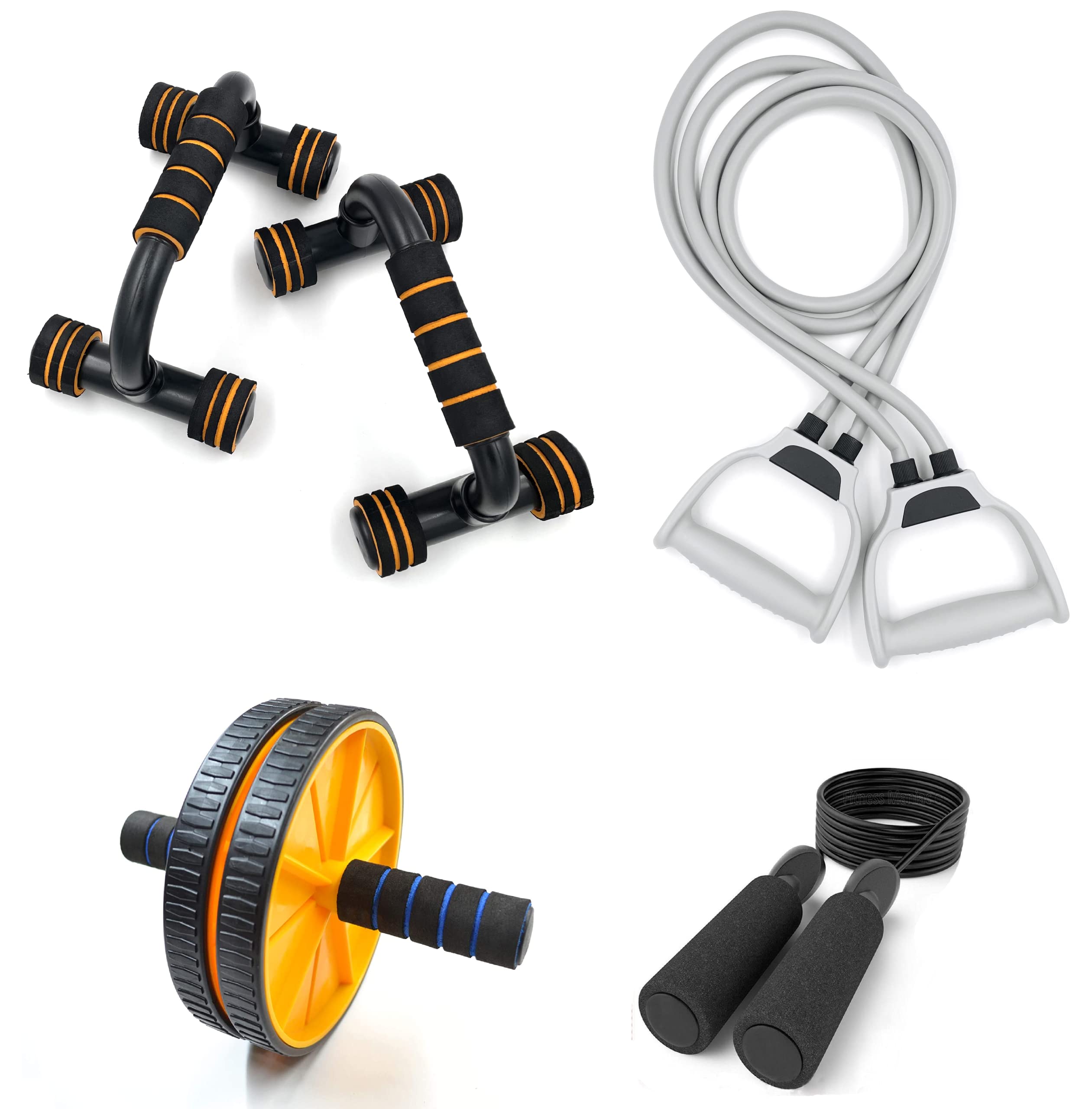 LIVOX Double Toning Resistance Tube Band, Push up bar, Dual Wheel abs Roller with Skipping Rope for Stretching, Full Body Workout, Home Gym Workout Equipment for Men and Women (Multicolor) (B09NW29VMG) Amazon Price History, Amazon Price Tracker