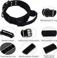 Vista 5 de Collar reflectante para perro táctico resistente con asa de control y hebilla de metal para entrenamiento de perros (M, negro)