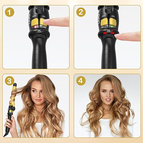 Miniatura 5 de DAN Technology Rizador de pelo cónico de 34-1 14 pulgadas, rizador de pelo de cerámica turmalina, rizador de pelo de doble voltaje, herramienta de