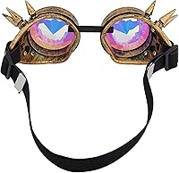 Vista 68 de Gafas caleidoscopio para raves trippy psicodélico steampunk con lentes de cristal de difracción de prisma arcoíris Negro