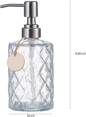 Miniatura 7 de HBlife Dispensador de jabón de 12 onzas con bomba de acero inoxidable 304, dispensador de jabón de baño de cocina con diseño de diamante,