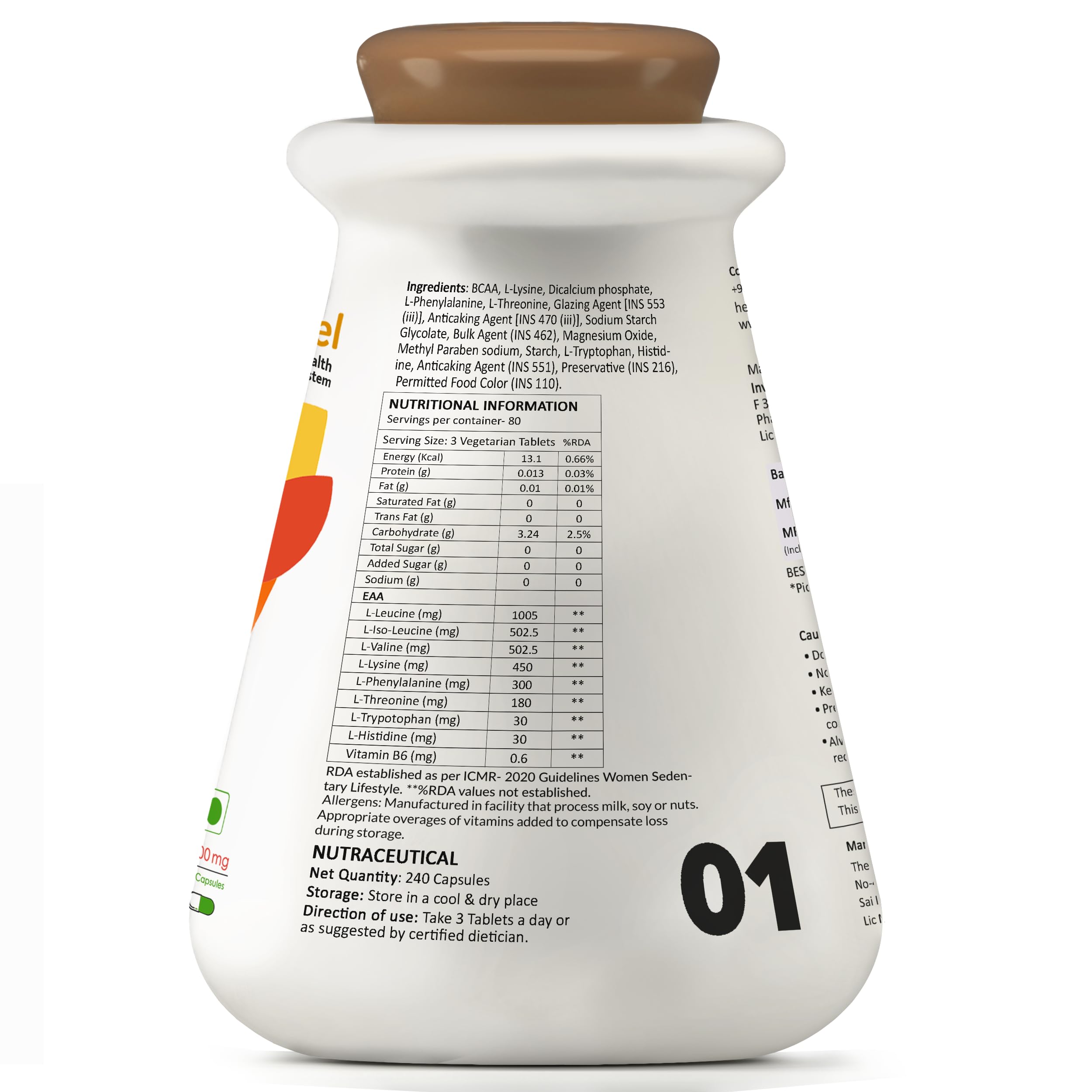 MyFitFuel EAA Plus (Essential Amino Acids) (3000 mg) 240 Tablets - Image 4 thumbnail