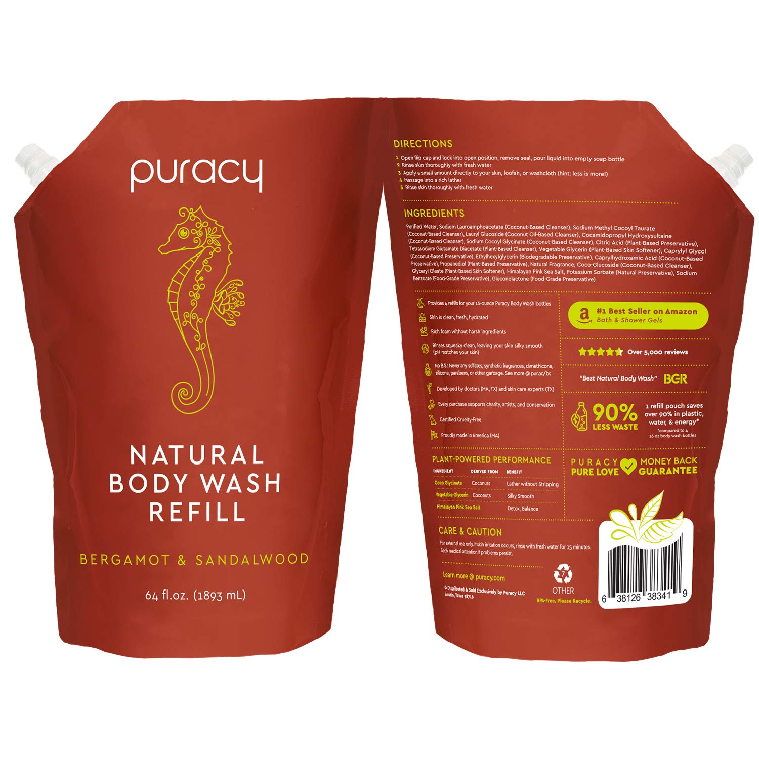 Buy Puracy Natural Body Wash Refill 64 Fl Oz Moisturizing