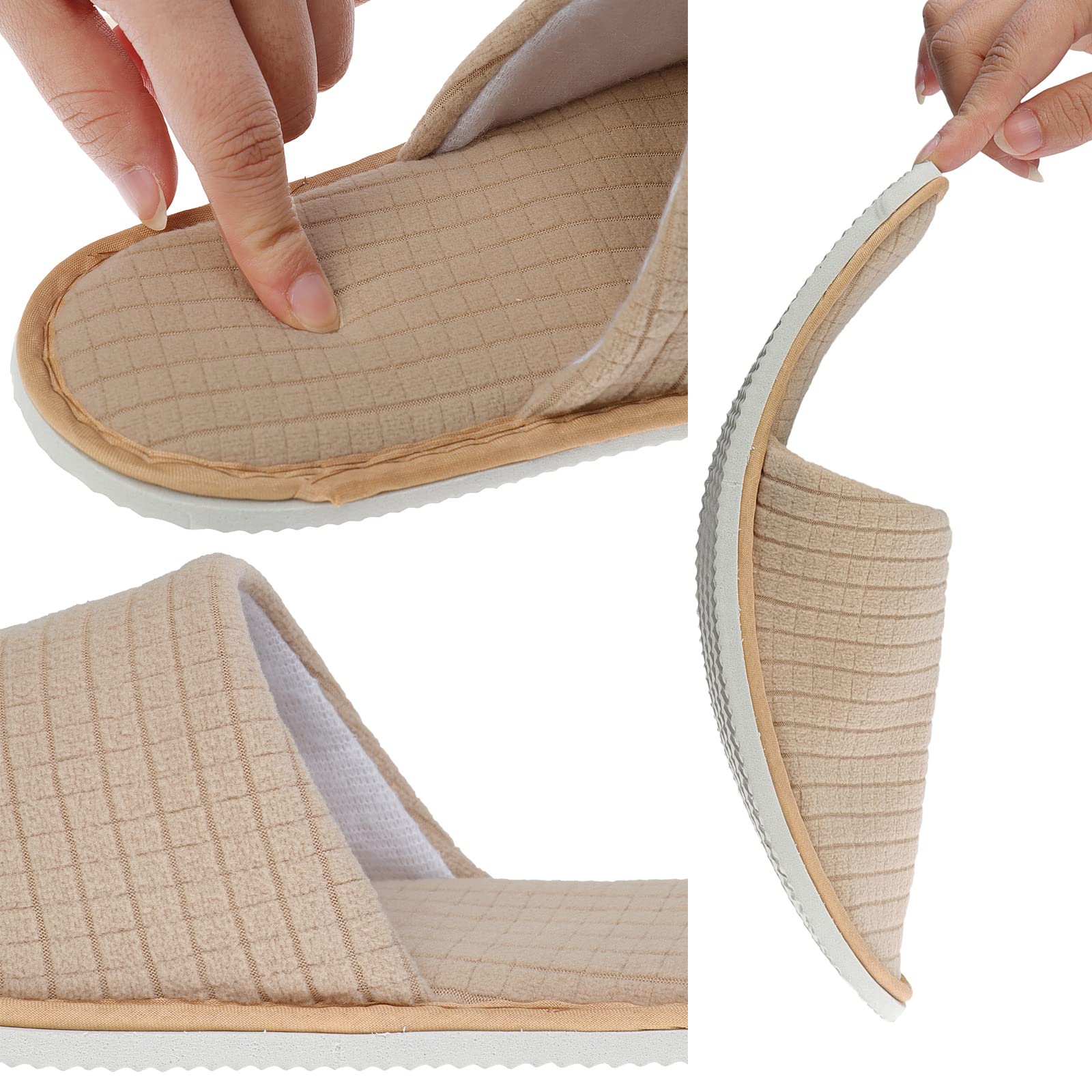 4 Paires Pantoufle de Spa Lavable | Chaussons Invités Jetable en Velours Léger Antidérapant pour Hôtel Voyage Maison Intérieur