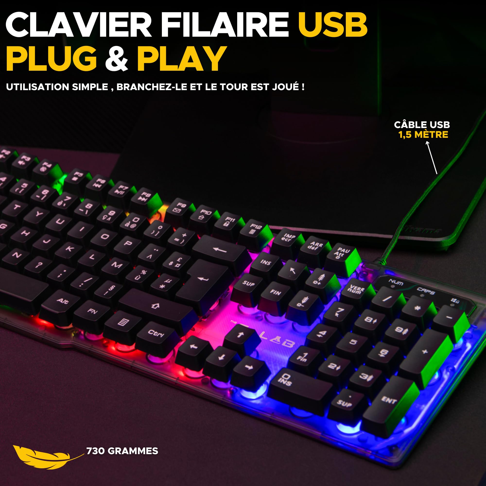 THE G-LAB - Rainbow Illuminated Gaming Key - KEYZ-NEON/FR, no Color, One Size