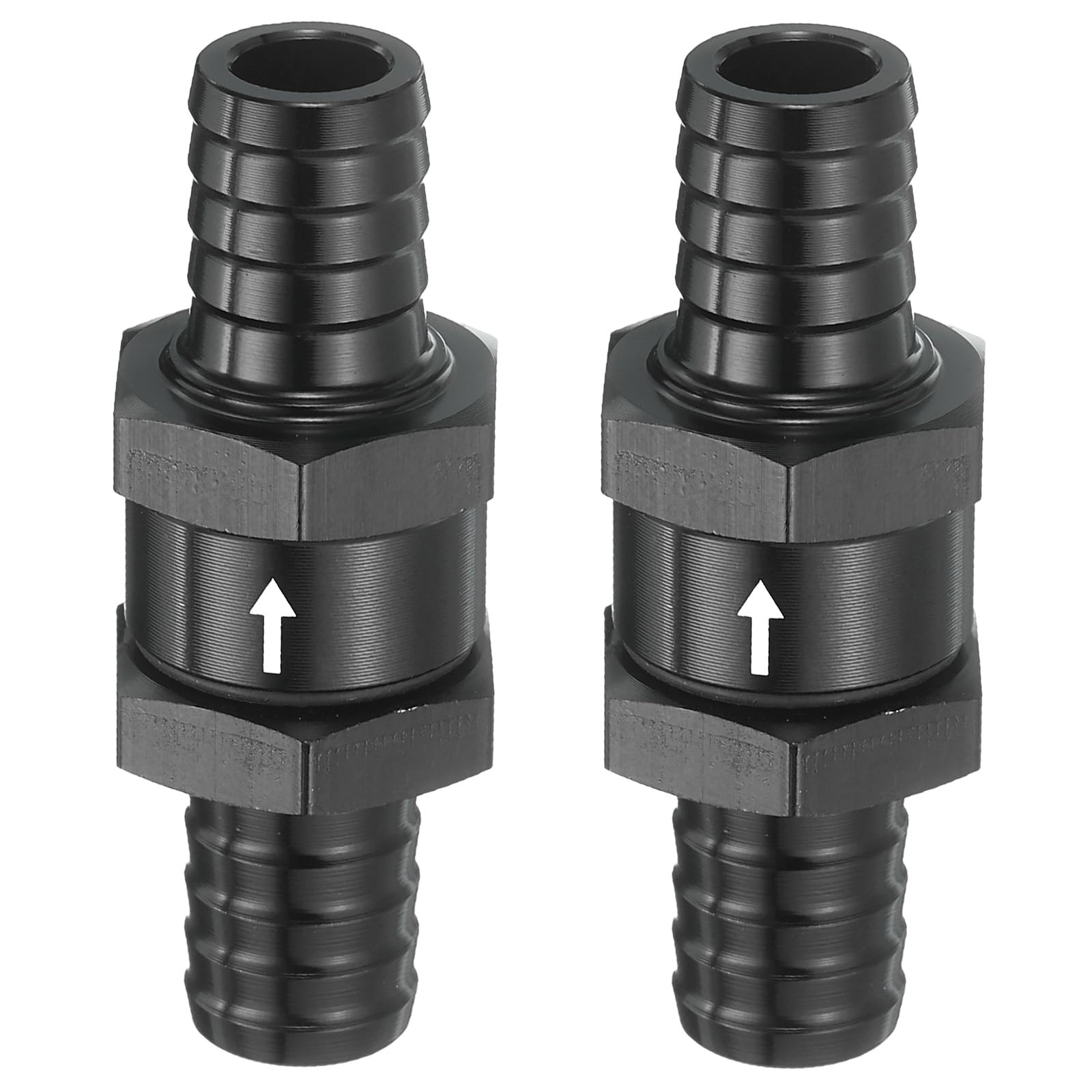 sourcing map Lot de 2 clapets anti-retour de carburant de 14 mm, anti-retour à sens unique, accessoires de contrôle en alliage d'aluminium pour essence, diesel, gaz, huile, air, eau, noir