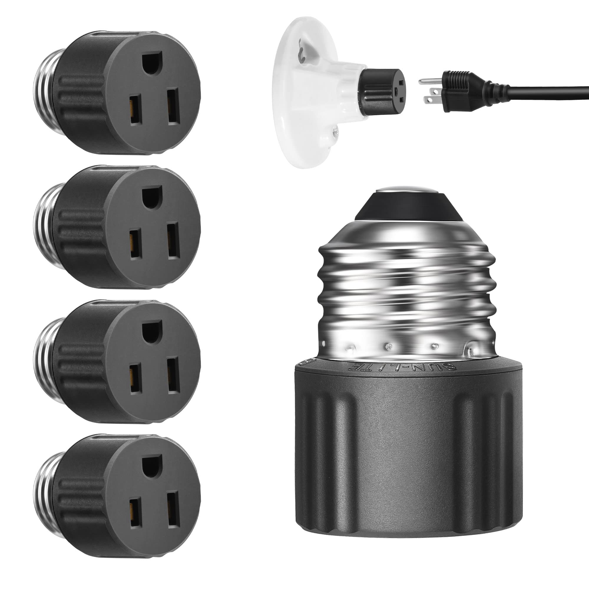 Buy DEWENWILS 3 Prong Light Socket to Plug Adapter, E26 Light Bulb