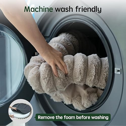 Miniatura 7 de BALANCE Cama de lujo para perros en forma de dona, camas redondas de 36 pulgadas para perros de gran tamaño, lavable, cama ortopédica calmante para