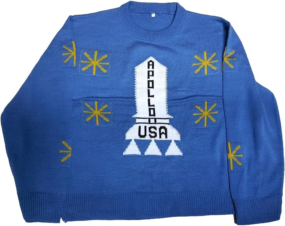 Danny Torrance Apollo 11 USA Youth Sweater - Kids Movie Costume & Everyday Wear - Moon Landing - Boys Blue Knit Pullover