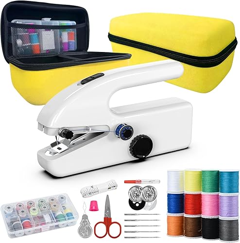 Handheld Sewing Machine for Beginners, Portable & Cordless with 2 Speeds & Complete Sewing Kit, Mini Sewing Machine for Quick Fabric Repair, DIY Crafts, Home and Travel Use