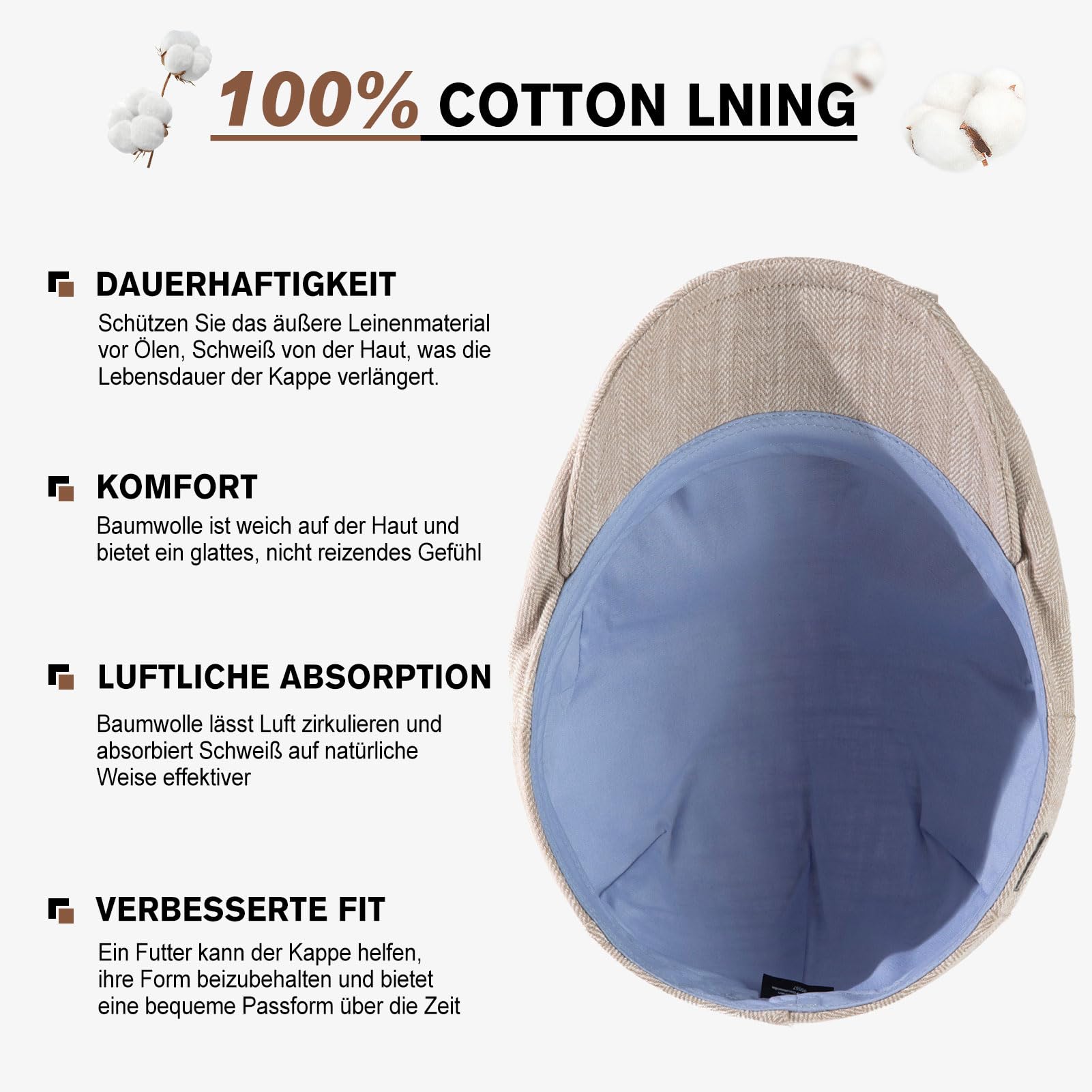TOP-EX 100% lino sombrero de verano para hombre sombrero de sol