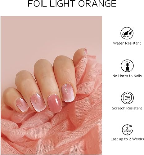 Miniatura 2 de Tiras de uñas de gel semicuradas, resistentes al astillado, tiras de uñas de gel fáciles de usar, 20 piezas de envolturas de uñas de gel