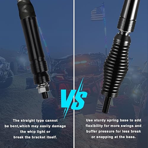 Miniatura 6 de LQMEILI Luz de látigo LED RGB en espiral de 4 pies - 1 PC RGB luz de persecuciónbaile RF Control remoto luces de látigo iluminadas para UTV, ATV,