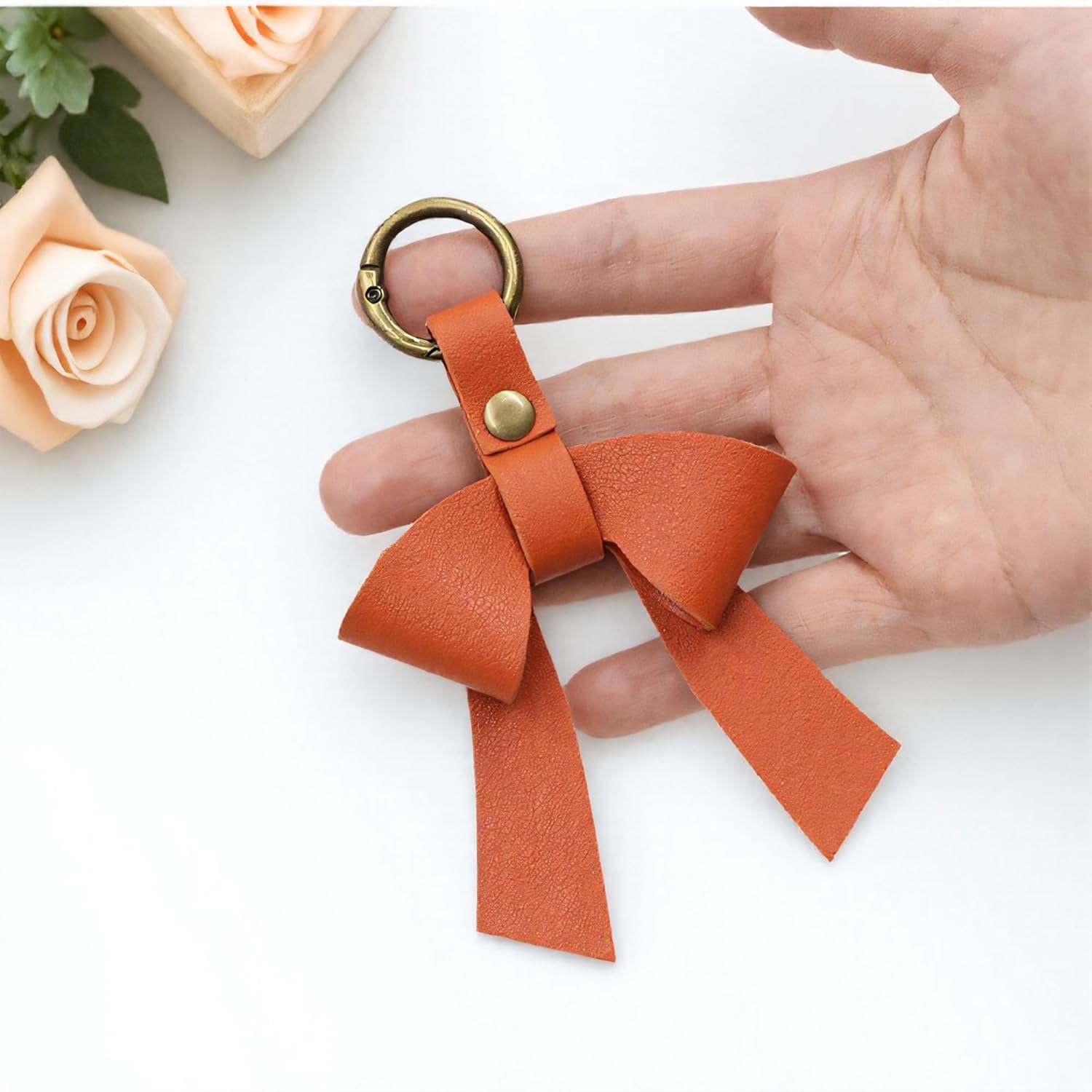 Bow Bag Charm, Cute Bow Keychain for Purse Handbags Bag Tote Bag Accessories PU Key Charm - Image 4