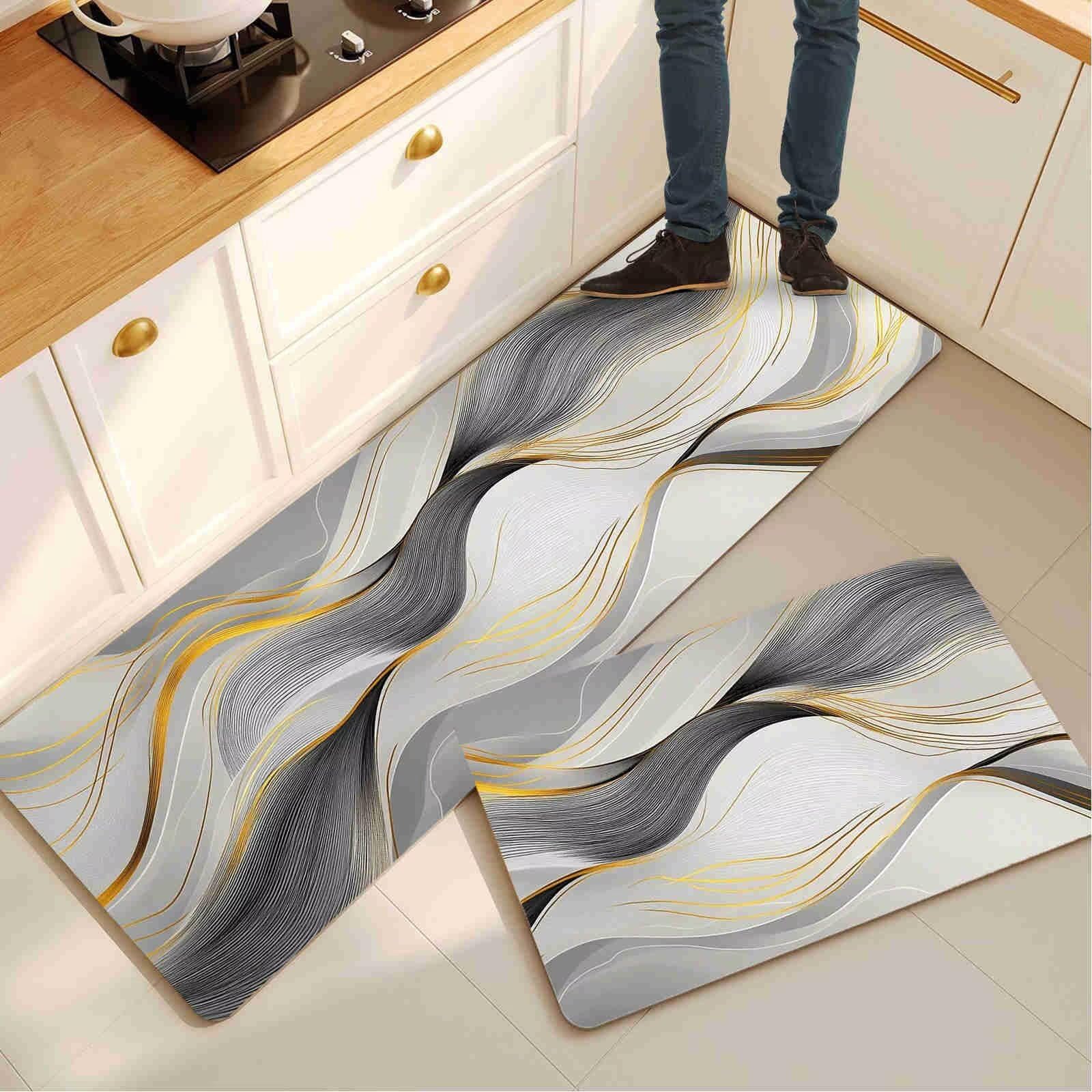 Alfombra cocina pasillo larga antideslizante juego de 2 alfombras cocina lavadero gris