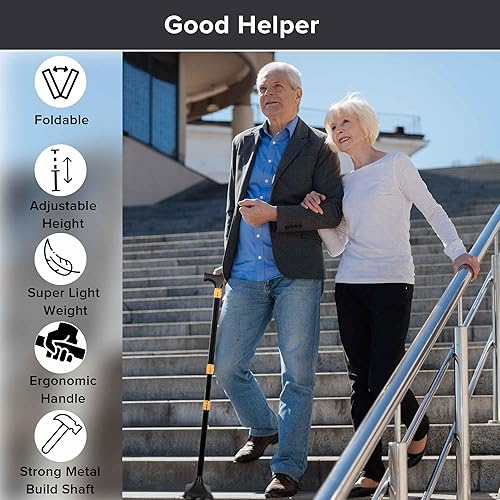 Miniatura 6 de LIXIANG Bastón de caminar para mujeres para estabilidad, personas mayores, equilibrio, plegable, plegable, resistente, ajustable, plegable, a la