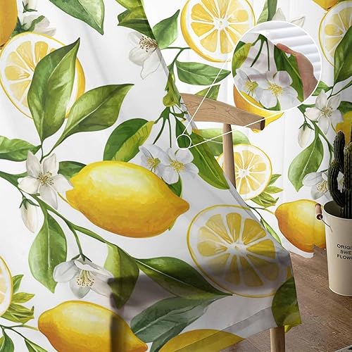 Miniatura 4 de Cortinas traslúcidas de limón de 72 pulgadas de largo, juego de 2 paneles de cortinas semitransparentes con bolsillo para barra de cortina de verano