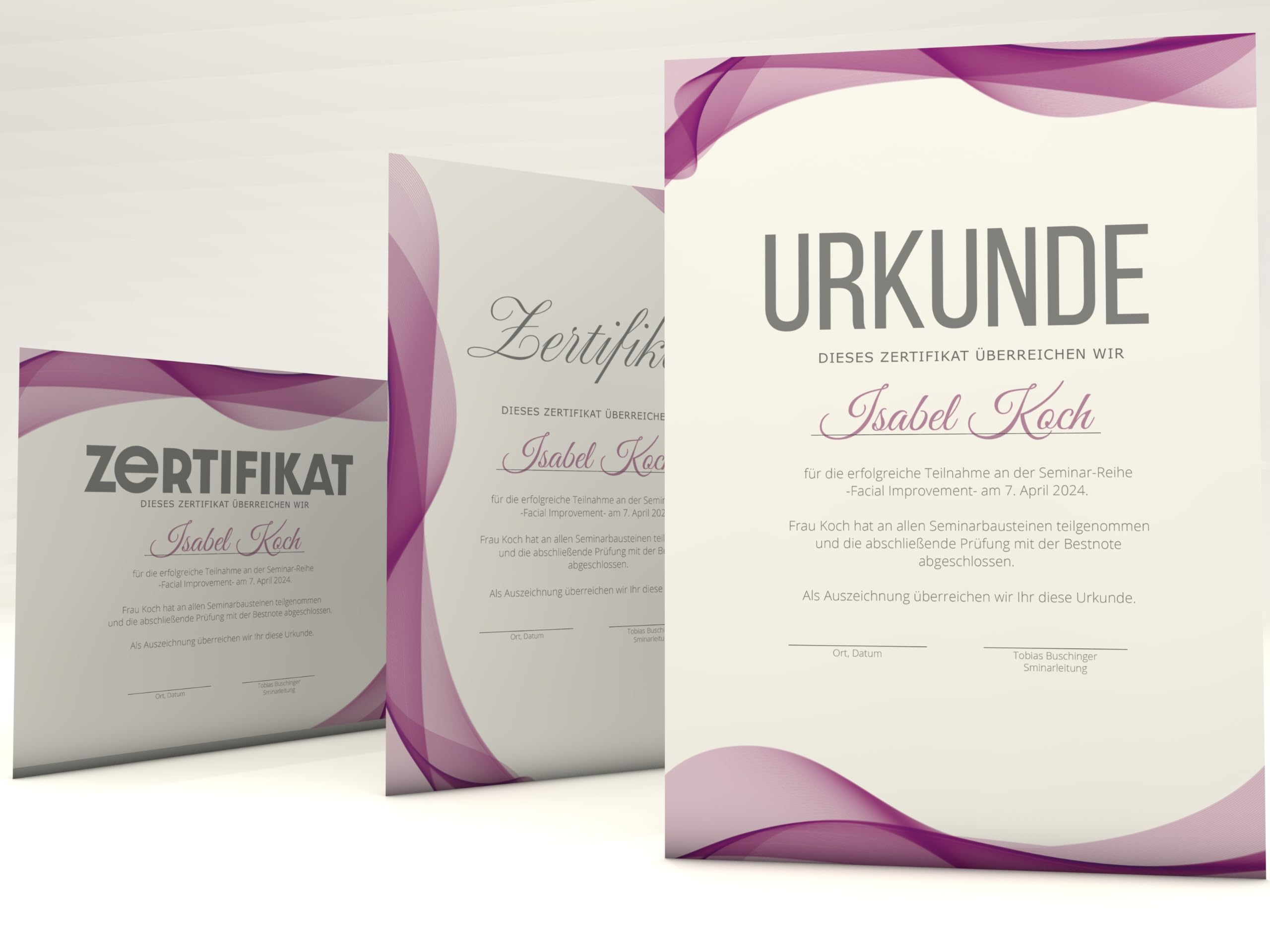 Urkundenpapier "Tennis" | Beidseitig Mit 2 Designs | Für Urkunden, Zertifikate | DIN A4 190g/qm | Kostenlose Druckvorlagen | Modernes Design | Blanko Urkunde (10