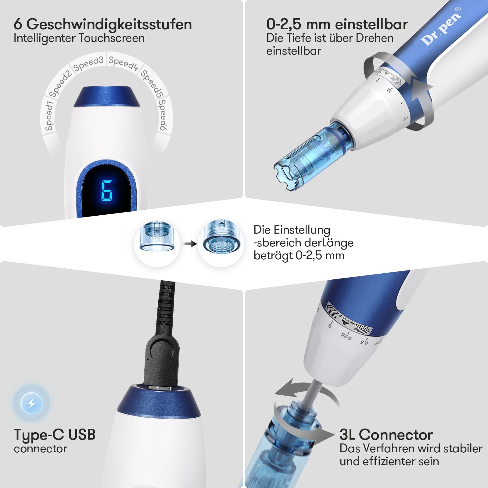 CHUSE Bolígrafo de microagujas A11 – eficaz contra las arrugas | Base de sensor inteligente, cómodo diseño inalámbrico, ideal para salones de belleza y en casa | perfecto regalo de Acción de Gracias y