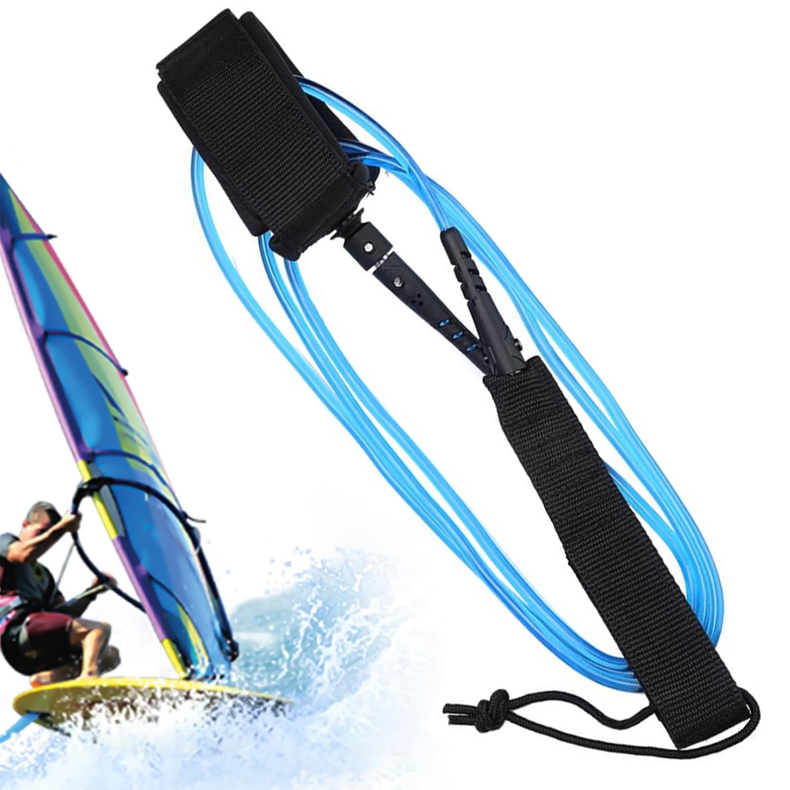 Surfboard Leash 6 FT, Surfbrett-Leinen Gerades Seil mit Doppelte Rotierendem Edelstahlkopf für Stand Up Paddle Board und Surfboard - Blau