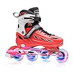 METROLLER Inline Skates for Girls and Boys, Women, Men 4 Sizes Adjustable Inline Skates with Light Up Wheels, Illuminating Beginner Skates for Kids & Adult Youth.