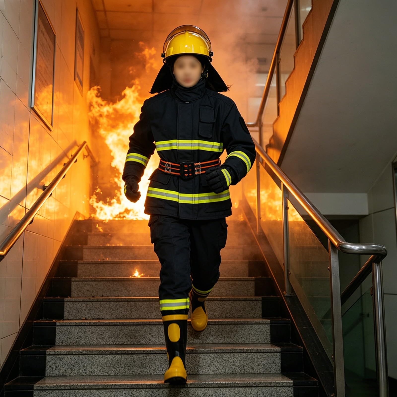 vêtement ignifugé Vêtements ignifuges pour l'entraînement des Sapeurs-Pompiers, Tenue de Protection Multicouche ignifugée pour Hommes et Femmes, avec Bandes réfléchissantes