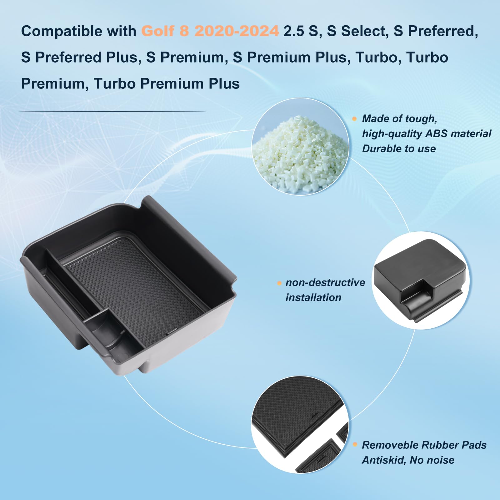 Organizer Console Centrale Per VW Golf 8 2020-2024 - Vano Portaoggetti Con Tappetino Antiscivolo - Foto 13