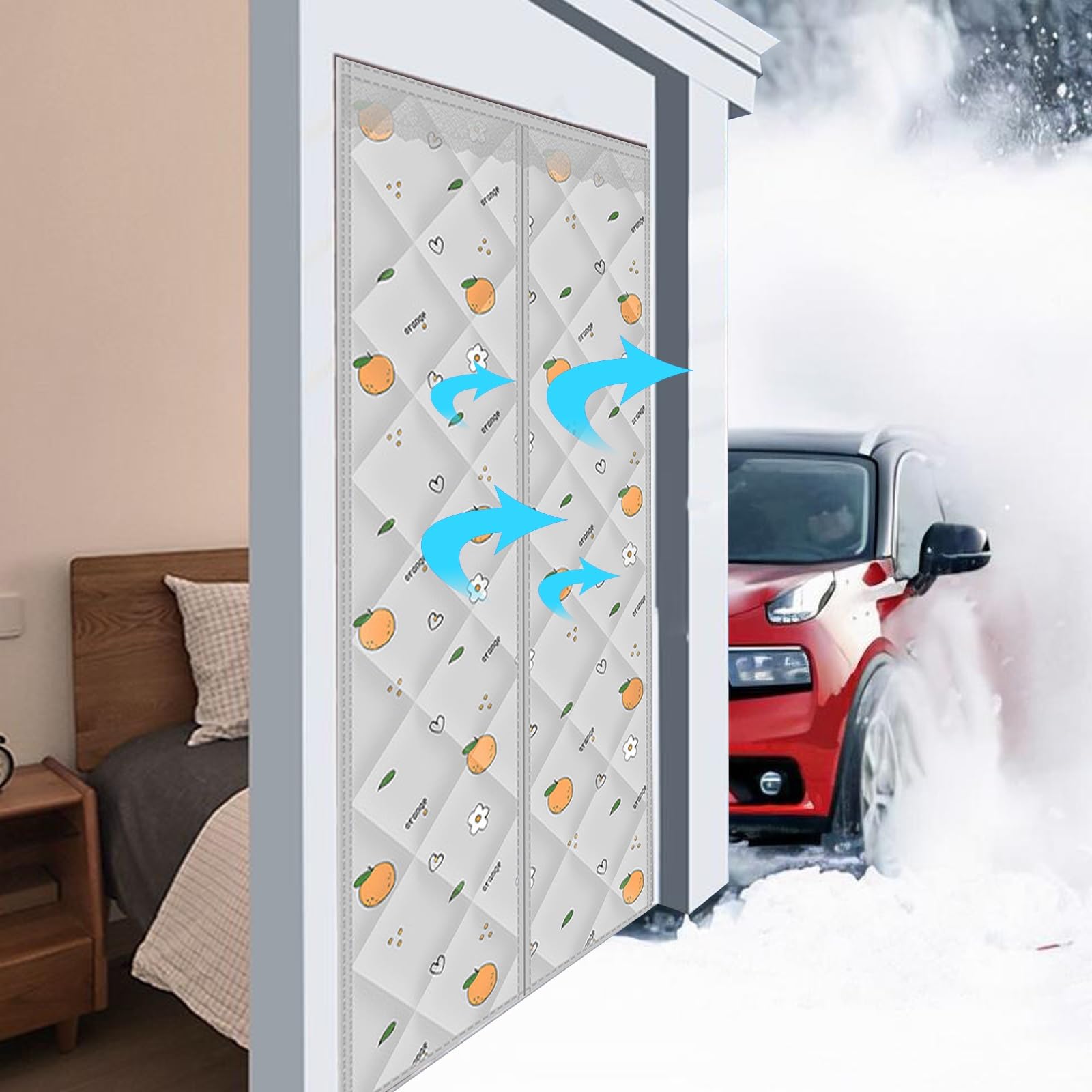 Rideau d'isolation phonique stop froid et insectes moustiquaire magnétique
