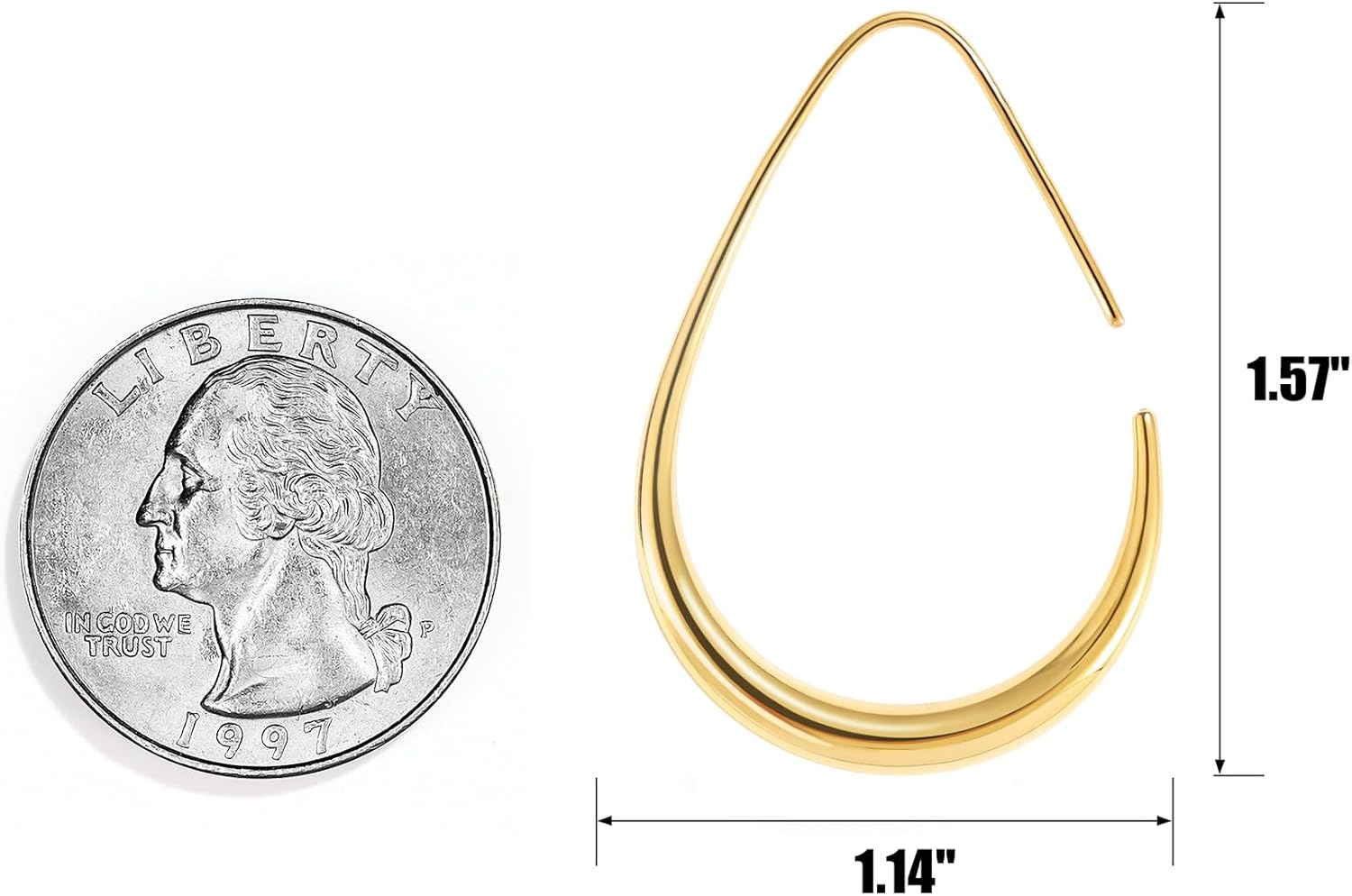 Gacimy Teardrop Hoop Earrings for Women, 14K Gold Plated Oval Pull Through Hoop Earrings for Women - Image 5