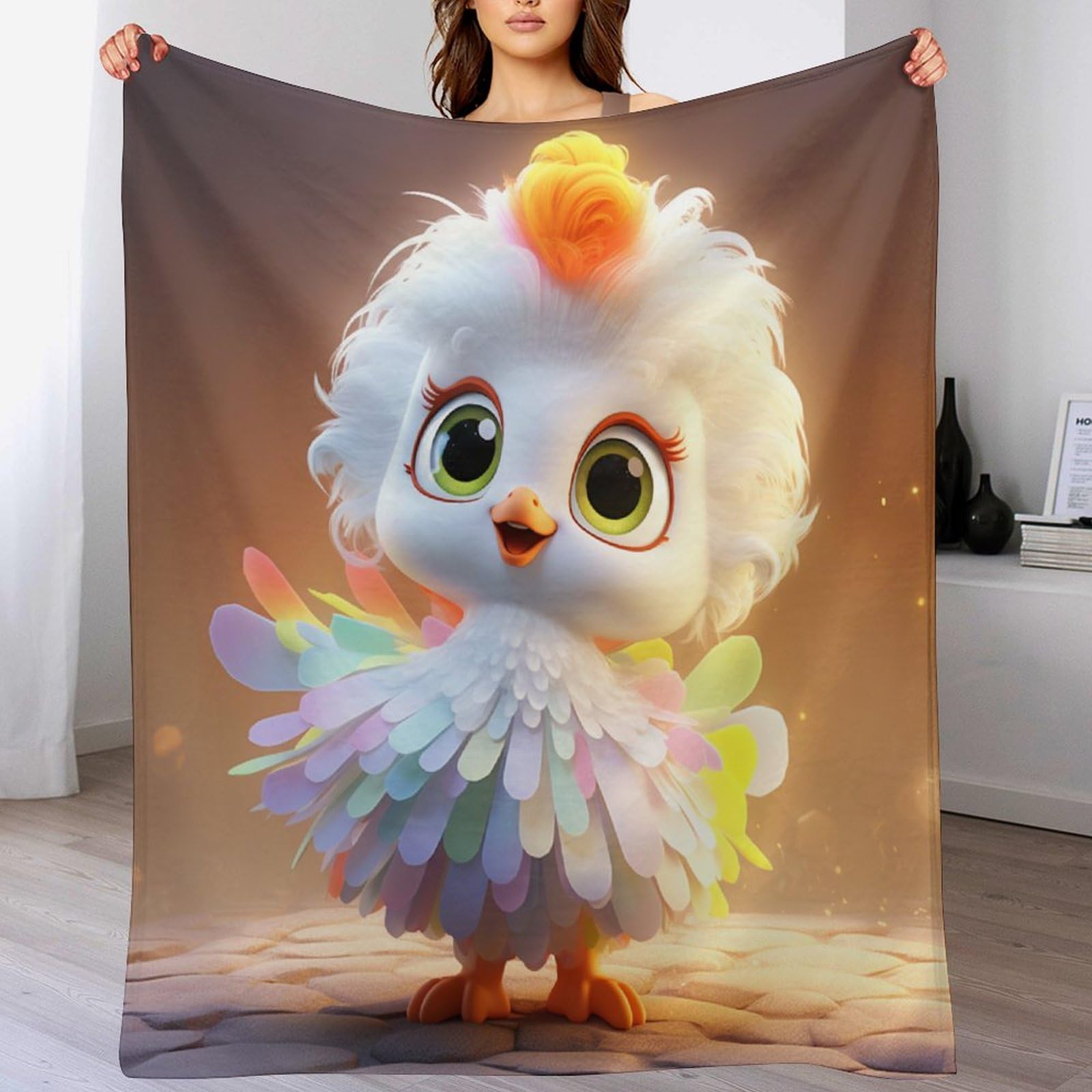 Couverture poulet mignon en polaire peluche ultra luxueuse pour sublimer votre canapé