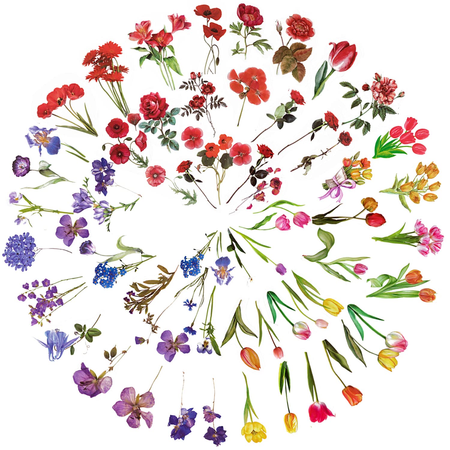 PET - Lote de 120 pegatinas decorativas transparentes de flores para scrapbooking, accesorios para álbumes de recortes, pegatinas florales, juego de pegatinas especiales para álbumes de recortes