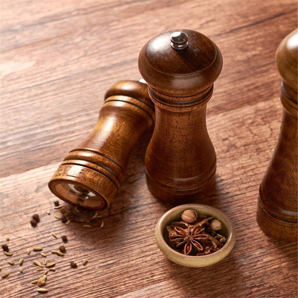 solid wood oak grinder restaurant pepper manual grinding powder pepper grinding kitchen seasoning tool (5 inch)