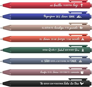 80 Pcs Bible Verse Pens Christian Ballpoint Pens Inspirational Quotes Writing Tool Small Retractable Tiny Black Ink Religious Gifts for Women Men Office School(Dark Color,Spanish Bible)