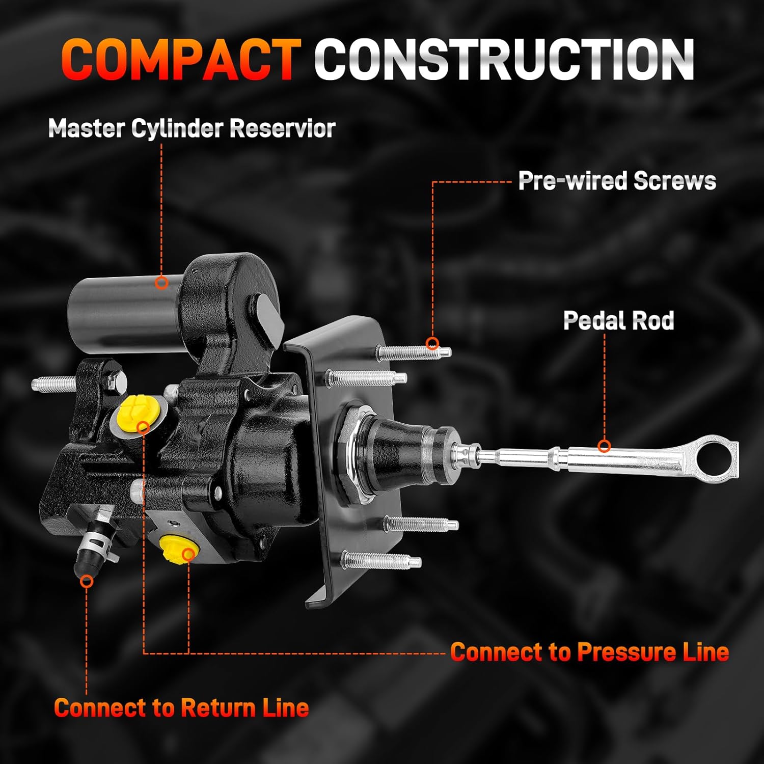 52-7374 Hydraulic Power Brake Booster Compatible with Ford Excursion 2000-2005, F250 F350 F450 F550 Super Duty 1999-2004, 5.4L 6.0L 6.8L 7.3L, Replace # 1C3Z2005AA, 2C3Z2005BB, 5C7Z2005B