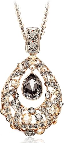 Qlady Collar con colgante largo, suéter, cadena de gotas, collar de declaración, accesorios de joyería, colocación elegante para mujer