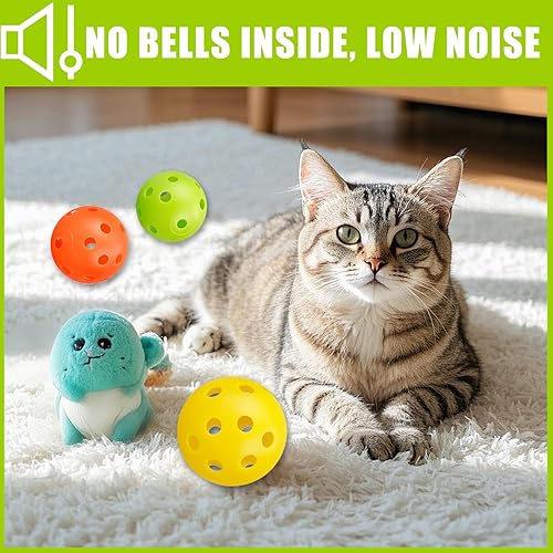 Miniatura 3 de 12 bolas de juguete para gatos, bajo ruido, sin campanas, bolas de plástico Holey para gatos, divertidos juguetes interactivos para gatos de