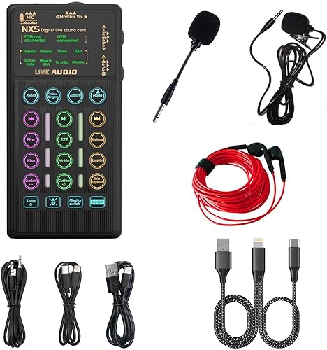 Juego de tarjetas de sonido portátil para podacsting, transmisión, vivir, cantar, grabar, jugar con familiares, amigos, regalo