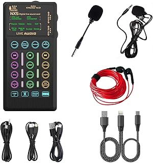 Portable Handheld Sound Card Set for Podacsting, Broadcasting, Living, Singing, Recording, Gaming with Families, Friends, Gift