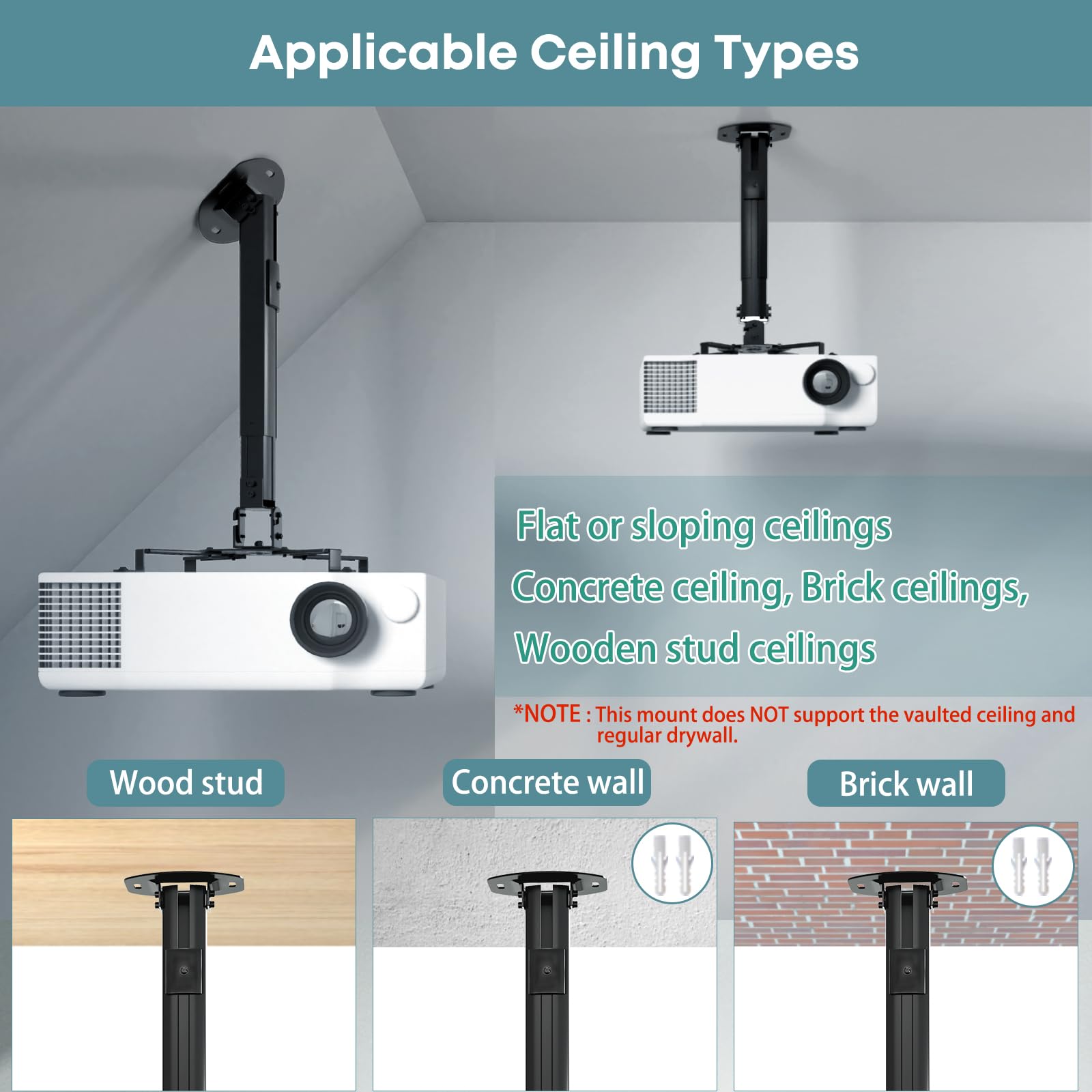 WEWATCH Supporto Proiettore a soffitto - Supporto Proiettore da parete
