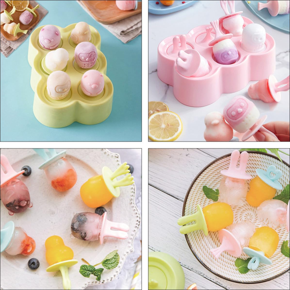 TOYANDONA Moules à Glace en Silicone 4 Pièces Forme Animale Réutilisables pour Fabrication DIY Pratique et Rangement Facile