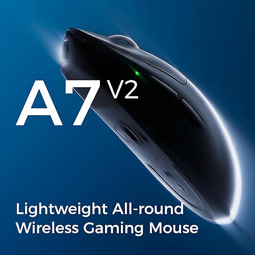 Miniatura 2 de MCHOSE Ratón inalámbrico para juegos A7 V2 Ultra+, conexión trimodo, 2.08 oz, sensor PAW3395 26K DPI, sondeo de 1K con cable 8K/inalámbrico, batería