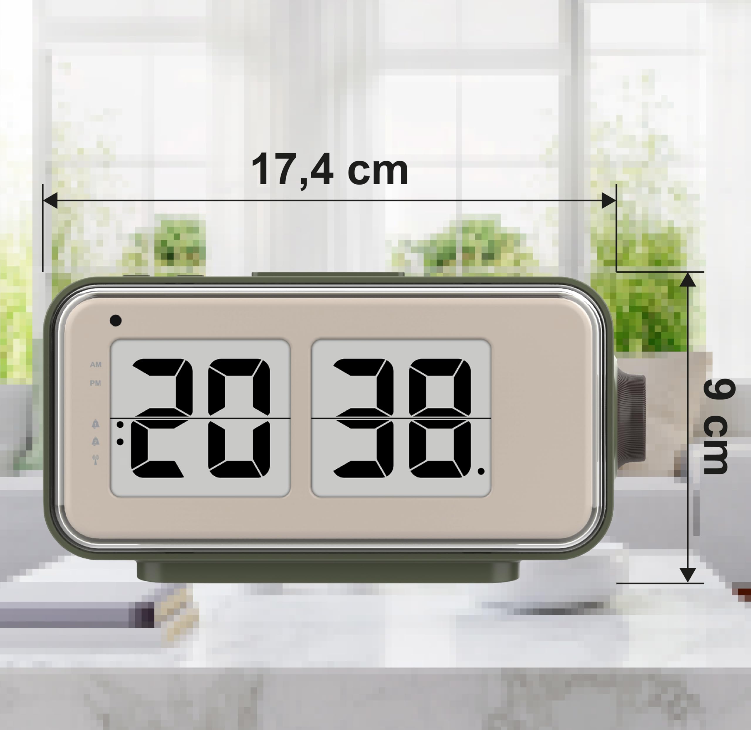 Technoline WT270 budzik w stylu retro – DCF77 budzik radiowy w stylu Flip Clock, 2 alarmy z funkcją drzemki, wskaźnik temperatury wewnętrznej, kalendarz, podświetlenie tła i światło nocne, zasilanie