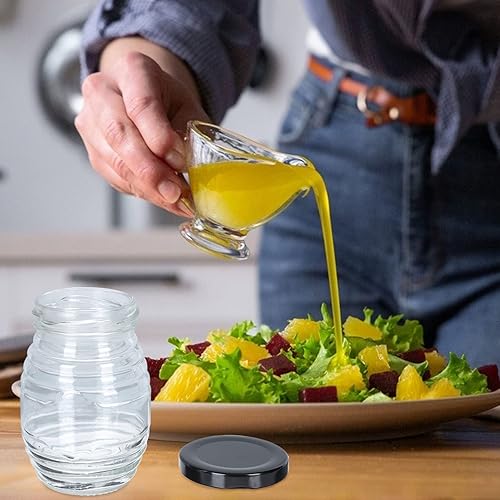 Miniatura 2 de Hemoton Tarros de vidrio (3.4 fl oz+ 8.5 fl oz) con tapas herméticas de metal negro para preparación de comidas, almacenamiento de alimentos,