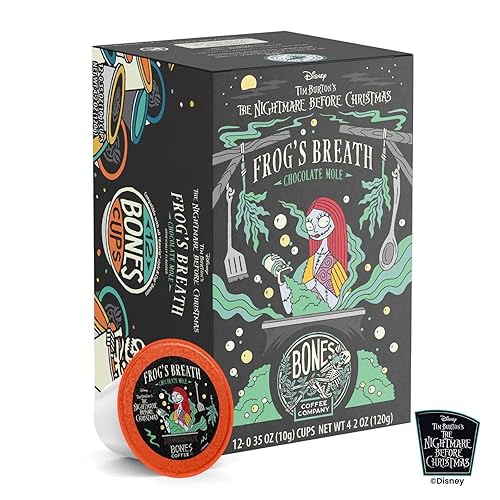 Miniatura 2 de Bones Coffee Company - Cápsulas de café con sabor a Frog's Breath y mole de chocolate, 12cápsulas de una sola porción, cápsula para Keurig de