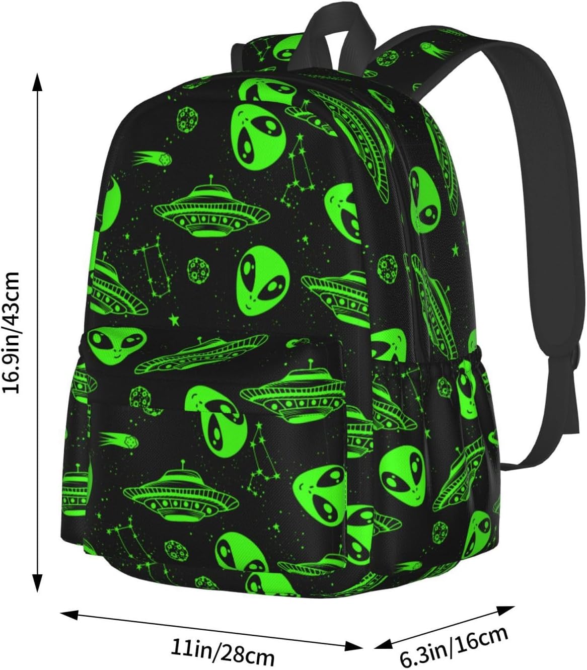 Green Ufo Alien Star Multipurpose School Bag Bookbag for Teenage Boys Girls Daily Backpack - Image 6