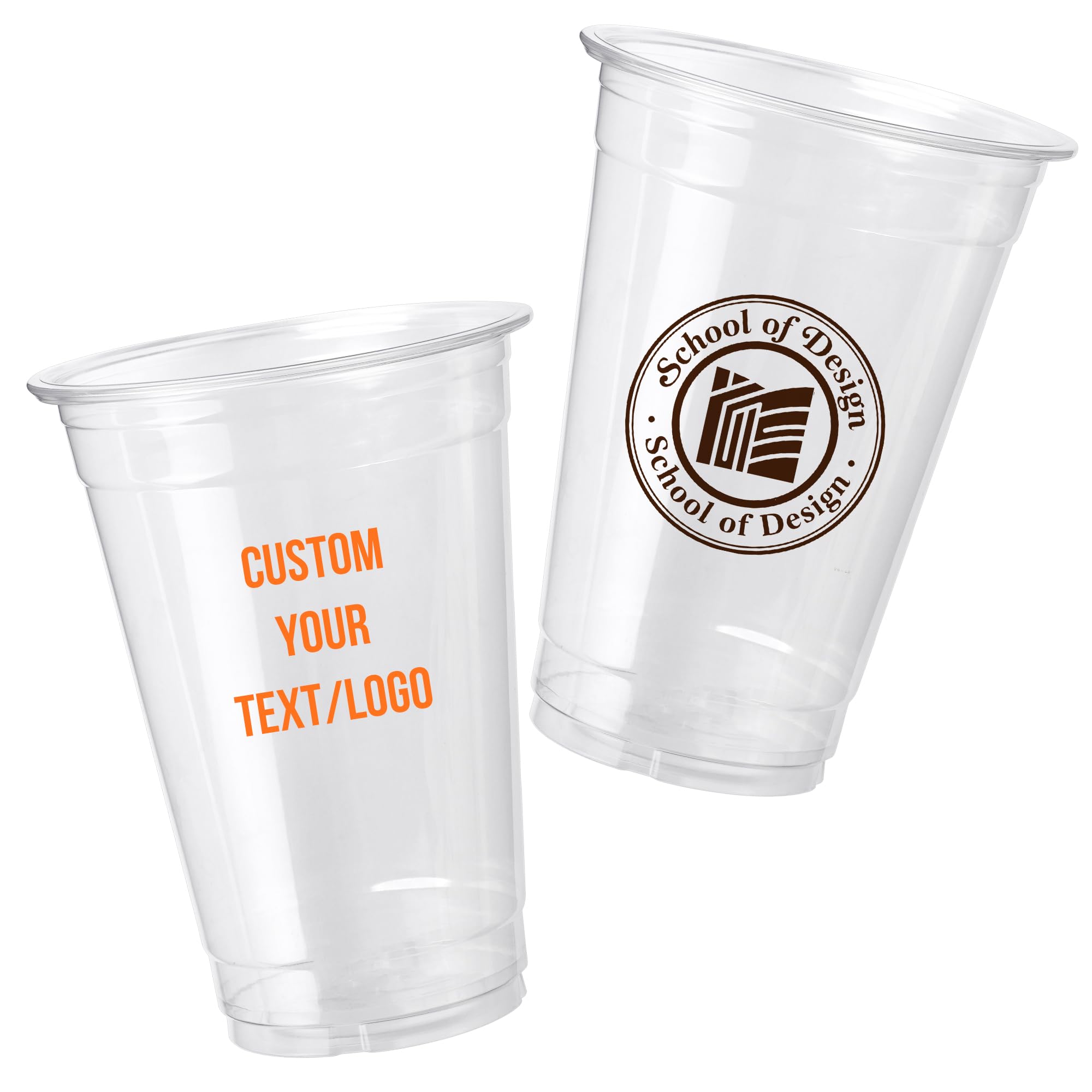 Amazon.com: Custom Plastic Cups 12/16oz 100 Pack, Personalized Clear Cups  for Parties, Business Branding, Events, Weddings : Health & Household