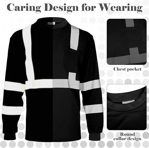 Miniatura 5 de Amylove 4 camisetas de seguridad reflectantes de manga larga con tiras reflectantes para hombres y mujeres
