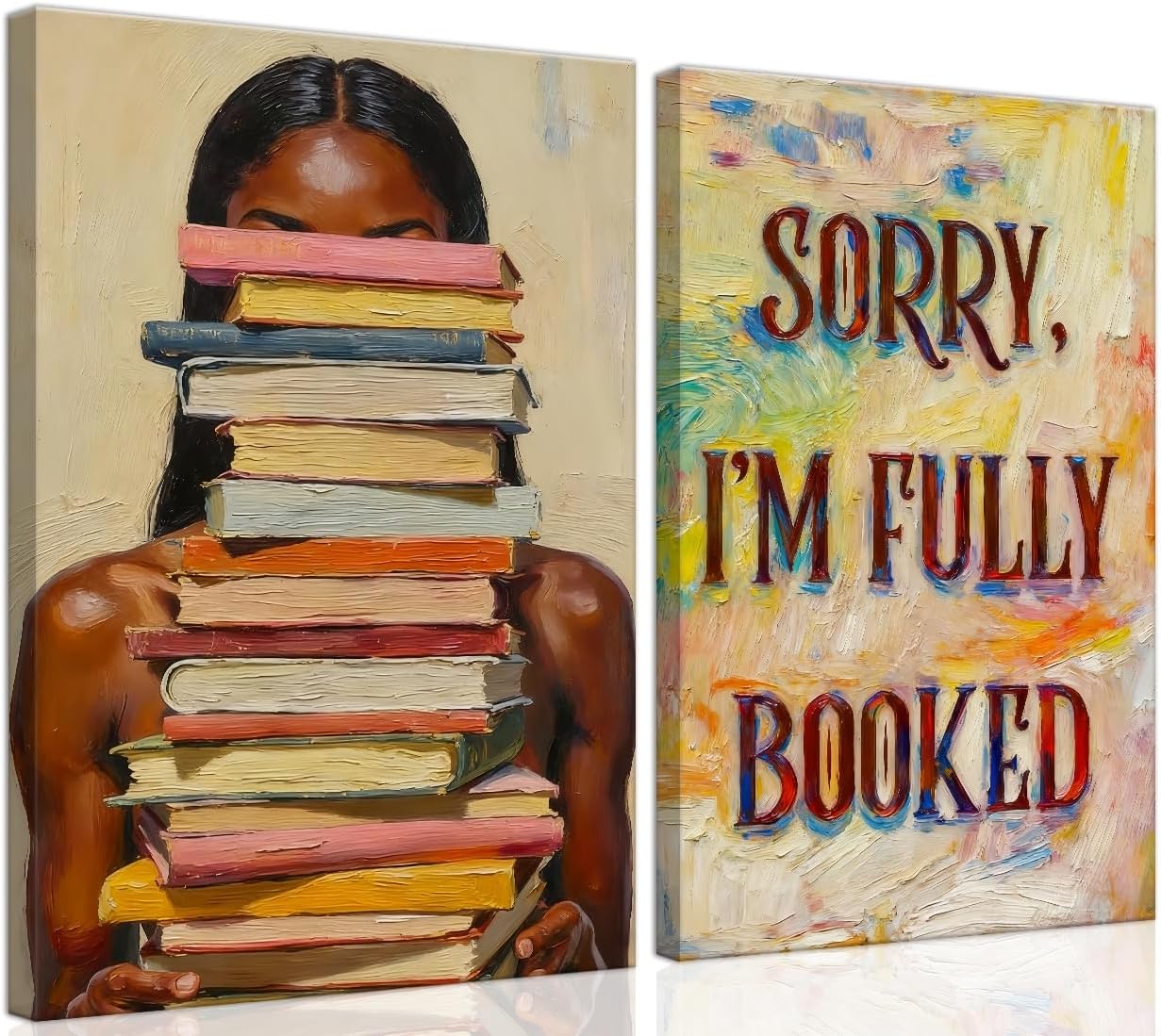 African American Woman Wall Art,Black Woman Hands with Flowers Canvas Painting–Abstract Black Love Floral Print–Afrocentric Couple Art Poster Print,Afro Woman Romantic Floral Artwork Framed16x24inX2